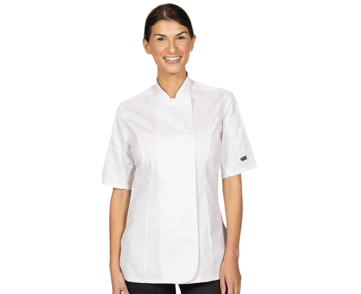 Dennys Womens Premium Short-Sleeved Chef Jacket (White) - PC7138