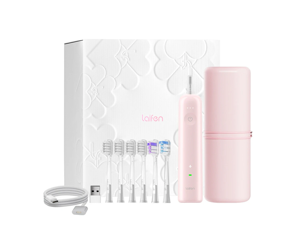 Laifen Wave Electric Toothbrush ABS Sonic Vibration IPX7 6 Brush Heads Pink