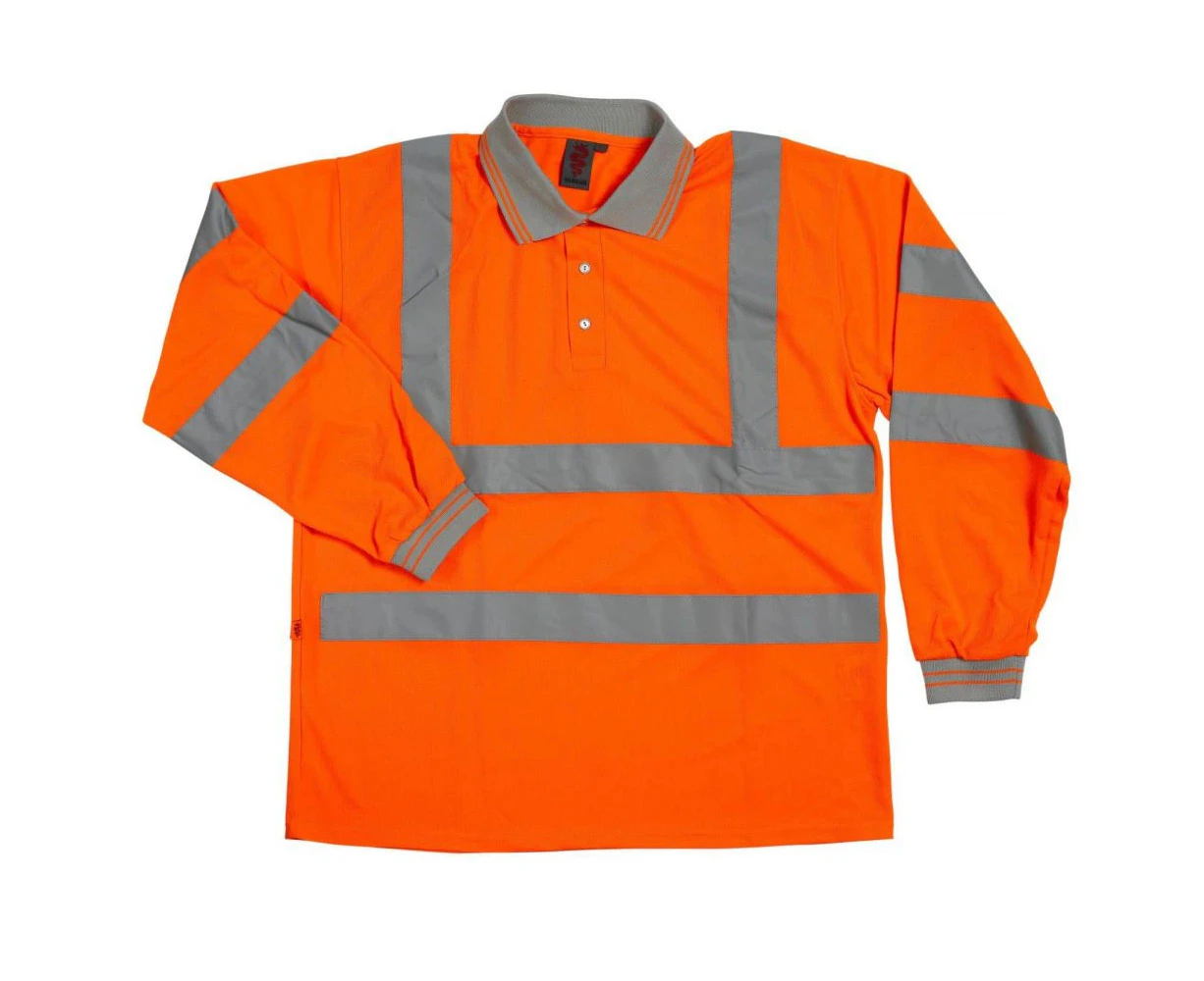 Warrior Unisex Adult Long-Sleeved Safety Hi-Vis Polo Shirt (Orange) - PC6359