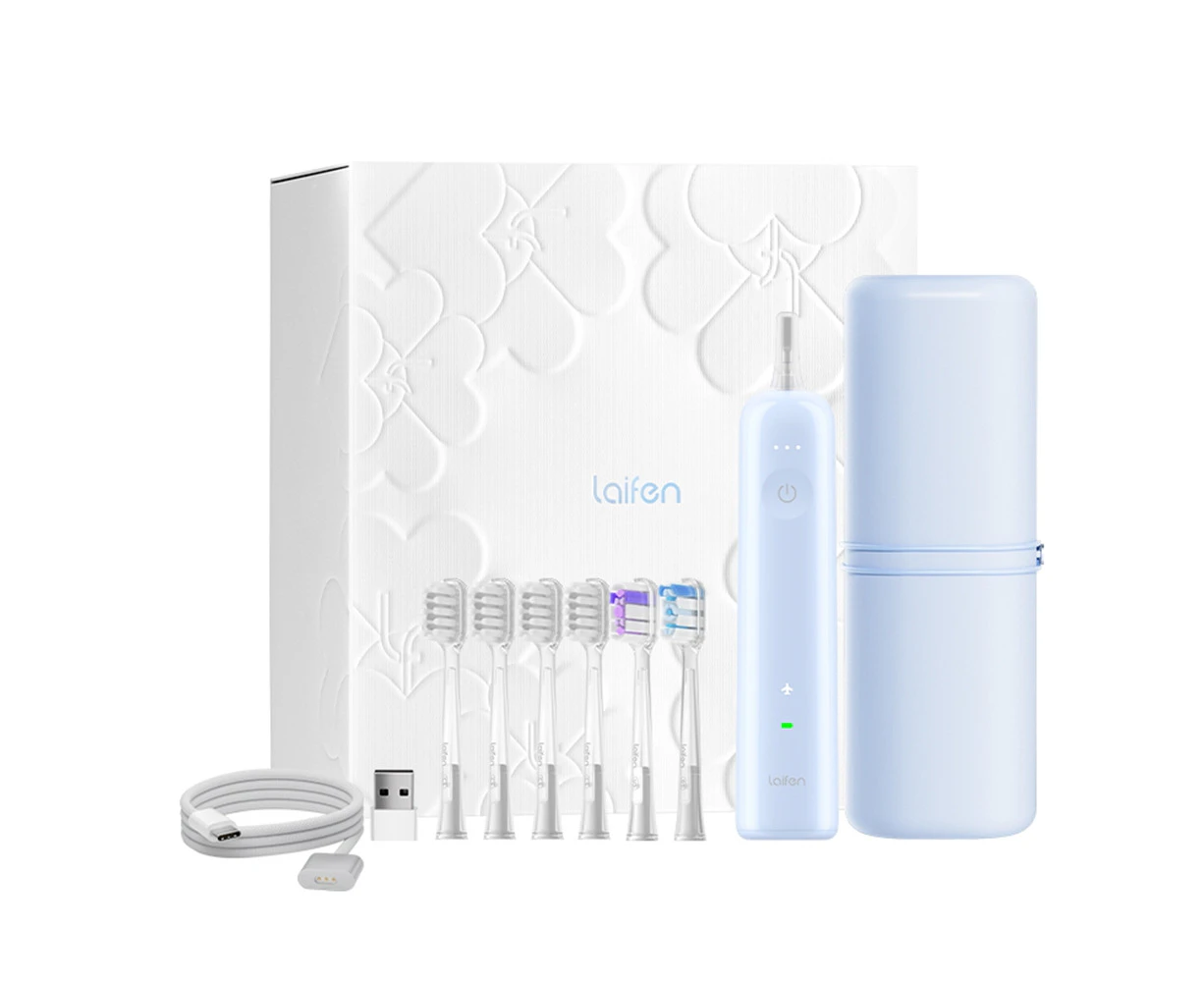 Laifen Wave Electric Toothbrush ABS Sonic Vibration IPX7 6 Brush Heads Blue