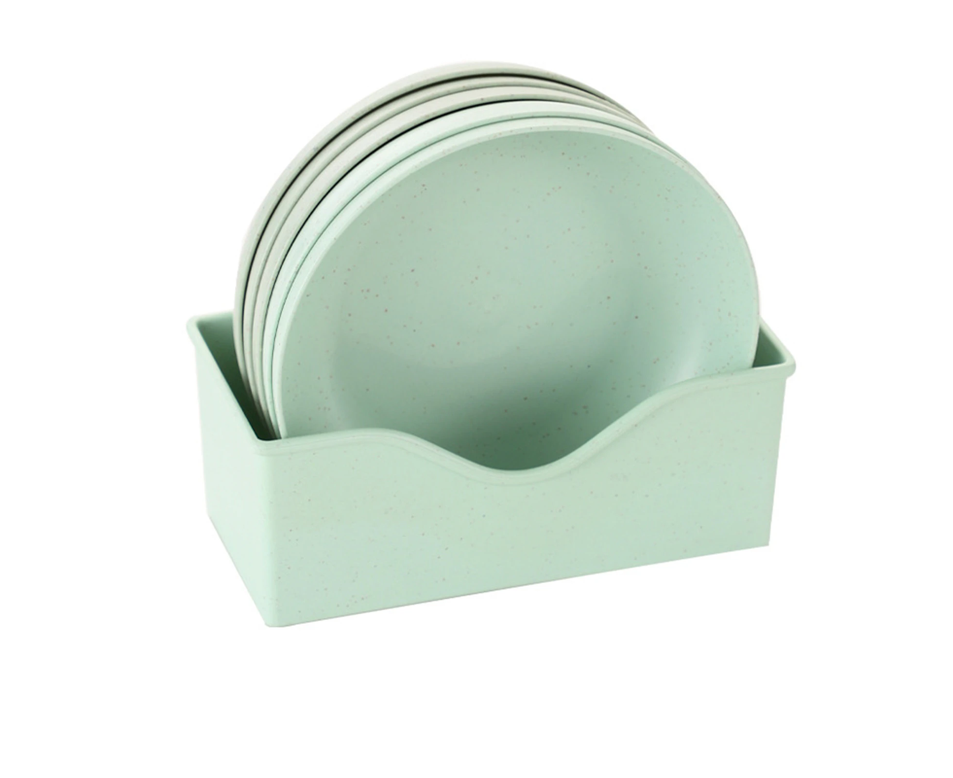 Fruit Plate Tray Multipurpose Salad Dish Eco Friendly Kitchen Dinner Plate for Household(Green 5 Round Plate Base )