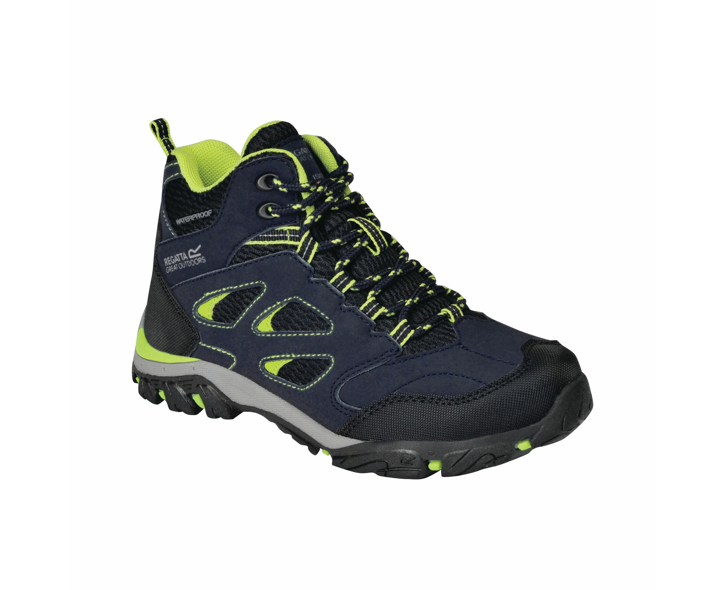 Regatta Childrens/Kids Holcombe IEP Junior Hiking Boots (Navy/Lime Punch) - RG3622