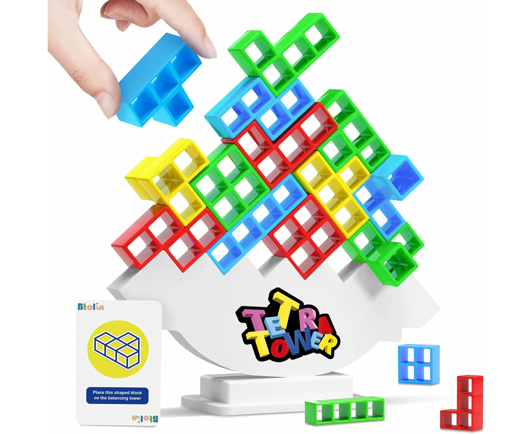 16PCS Tetra Tower Balance Stacking Game, Stack Attack Building Blocks Board Games for Kids, Family Table Game, Gift Toys for Kids