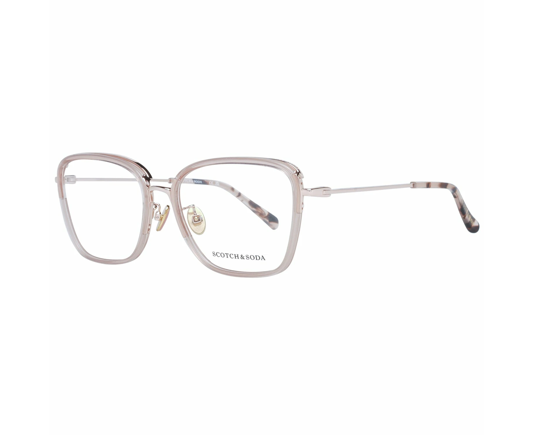 Transparent Trapezium Demo Glasses with Metal and Plastic Frame for Women - Transparent