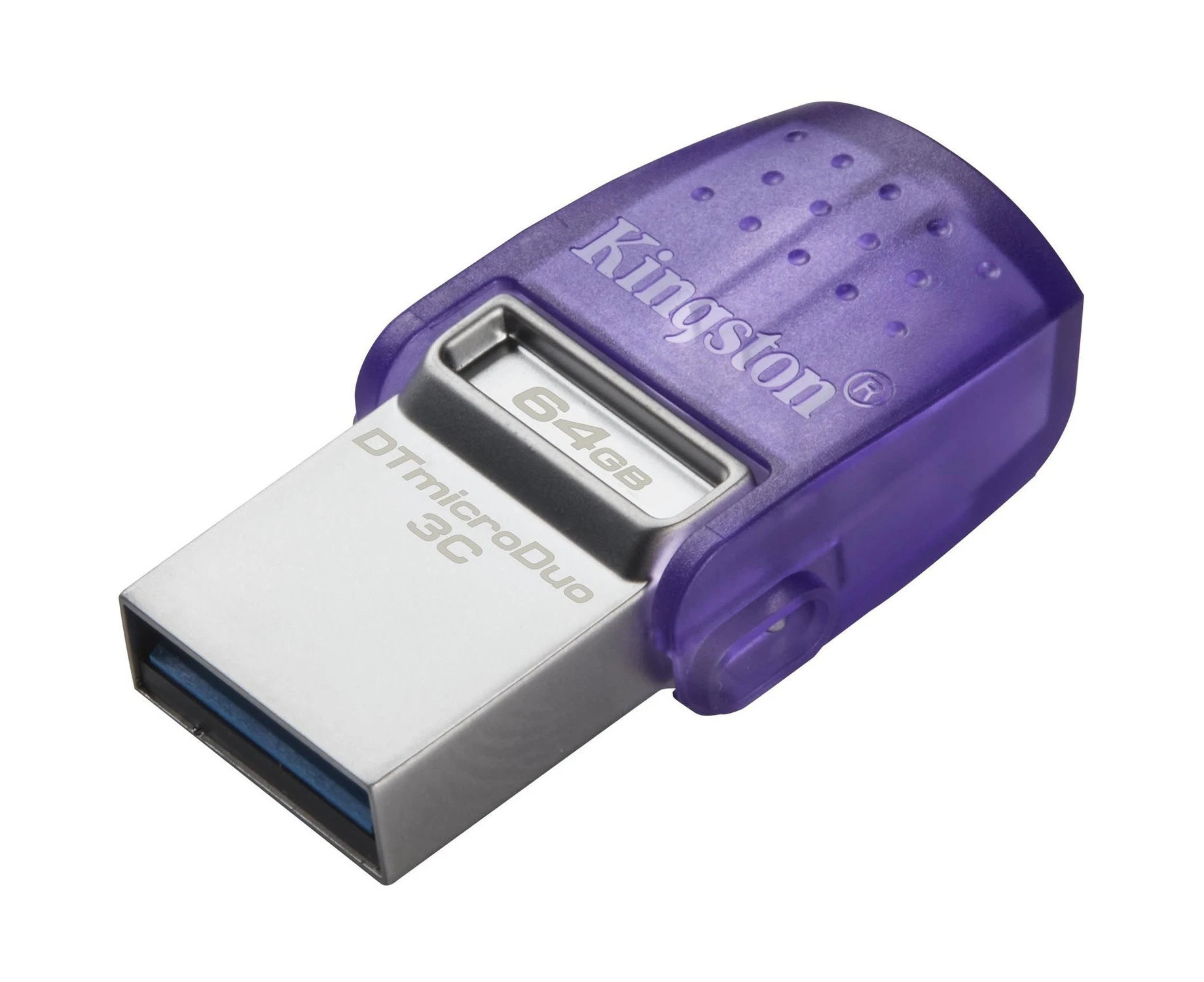 Kingston DataTraveler microDuo 3C DTDUO3CG3 64 GB USB 3.2 (Gen 1) Type C Flash Drive - Purple - 200 MB/s Read Speed