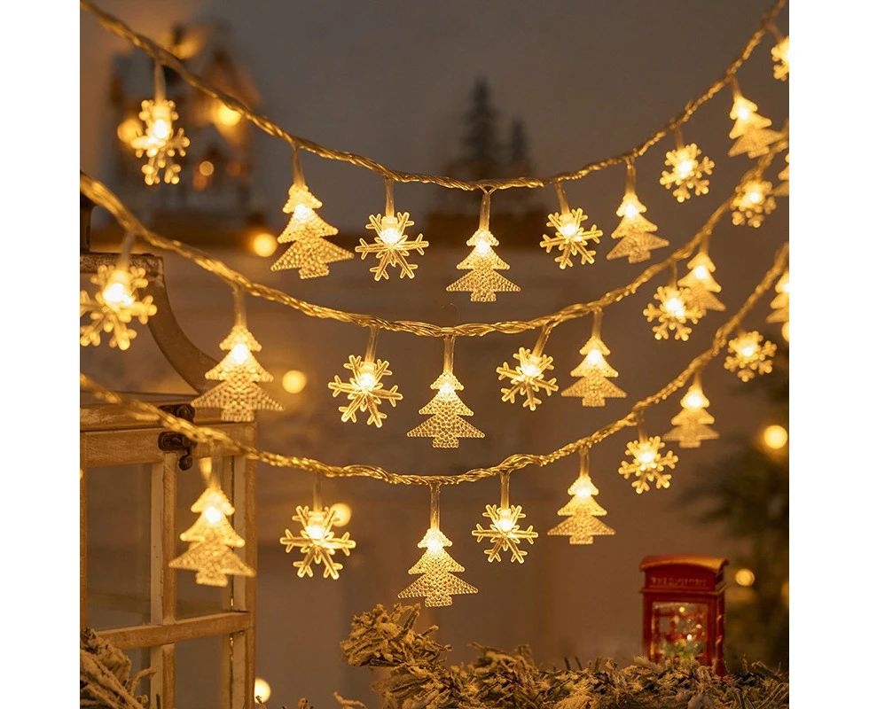 10M 100LED Christmas Tree LED Snowflake String Lights Christmas Decoration for Home Navidad Xmas Tree Decor Fairy Light Pendulum - Warm White(A)