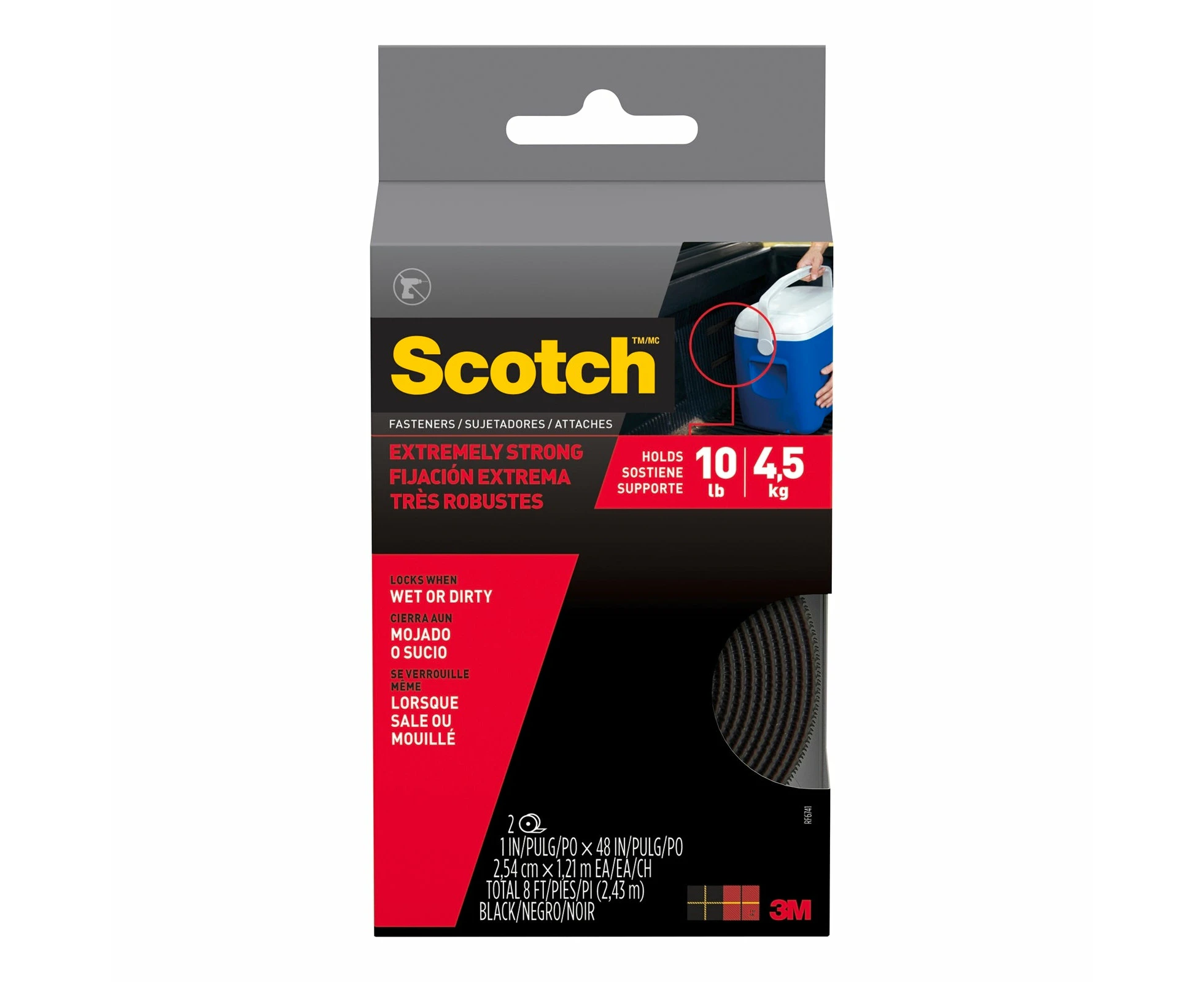 3M Scotch 2.5cm x 1.2m Black Extreme Fasteners Roll