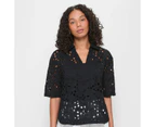 Target Broderie Polo Pullover Top