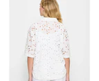 Target Broderie Polo Pullover Top