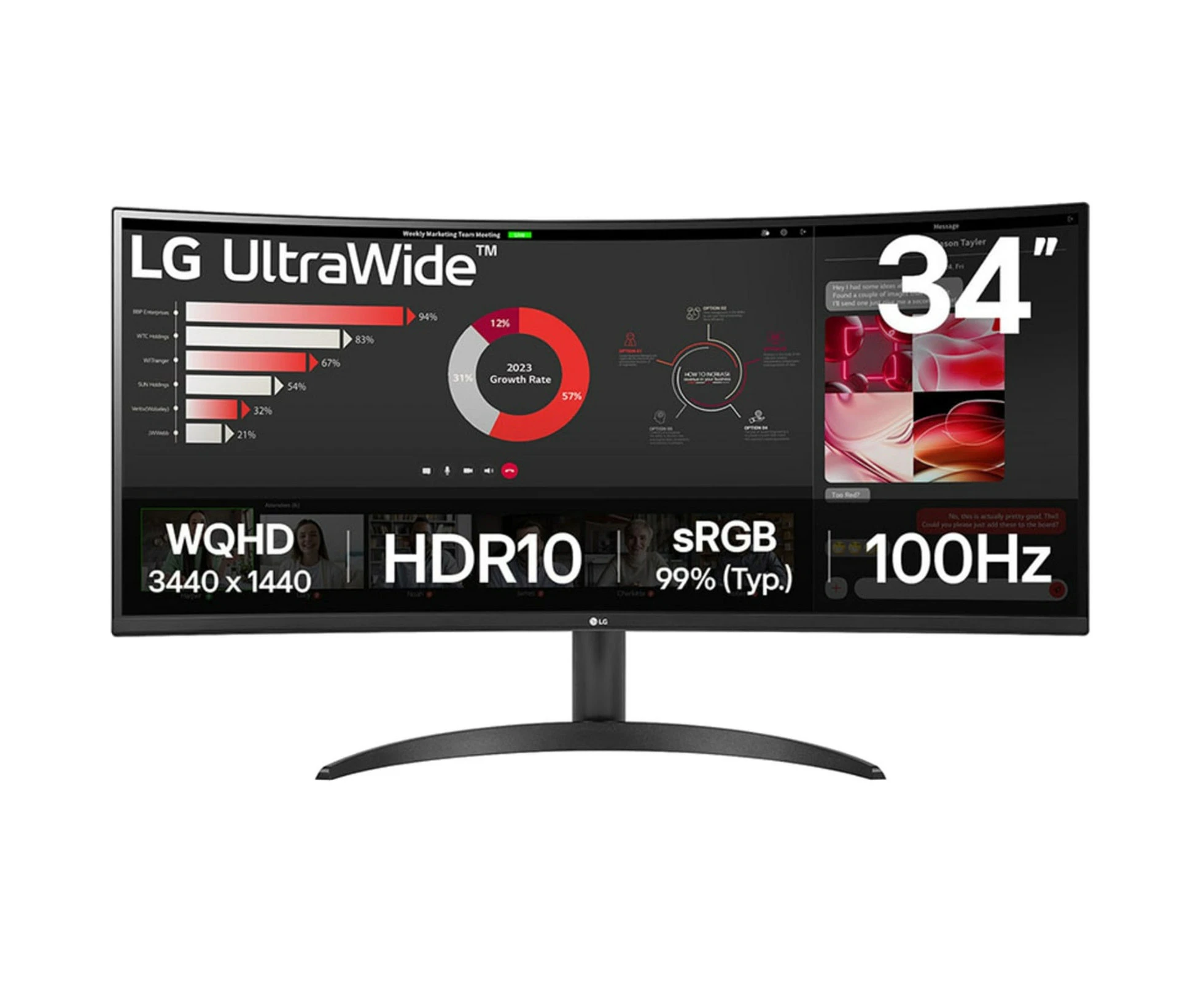 LG 34WR50QK-B 34" Ultra Wide QHD 100Hz Curved Monitor