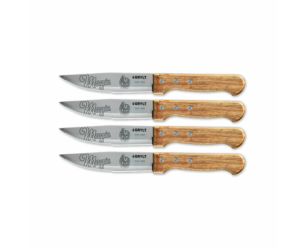 GRYLT Jumbo 4 Piece Steak Knife Set Collingwood Magpies