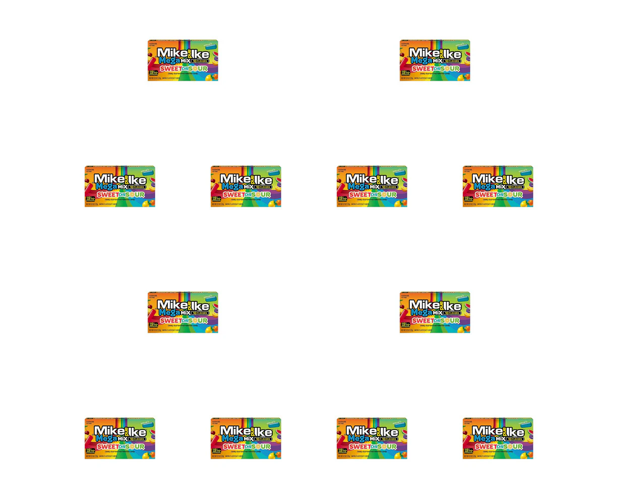 12x Mike & Ike Mega Mix Sweet & Sour Fruit Flavoured Candy 120g Theatre Box