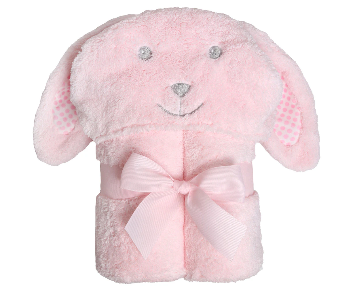 Ollie & Paige Kids/Children Hooded Bath Towel/Wrap Tessa The Bunny Pink