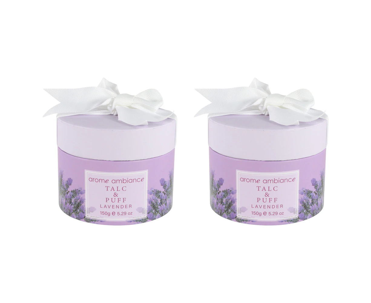 2x Arome Ambiance Nature Fresh Bath Fragrance Skin Powder Talc & Puff Lavender