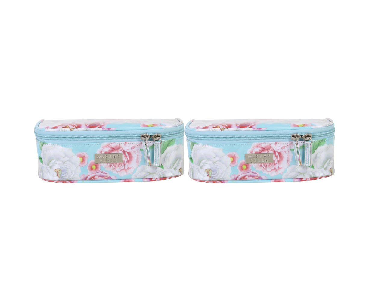 2x Wicked Sista Sienna Fleur Women's Rectangle Brush Cosmetic Bag Makeup Case