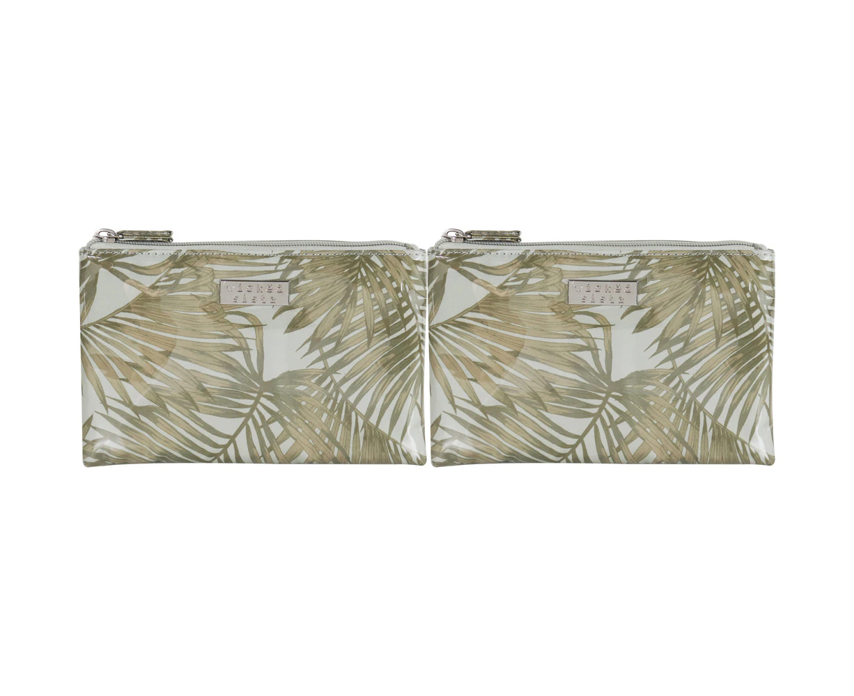 2x Wicked Sista Golden Tropics Women's Flat Purse Makeup/Cosmetic Pouch Large