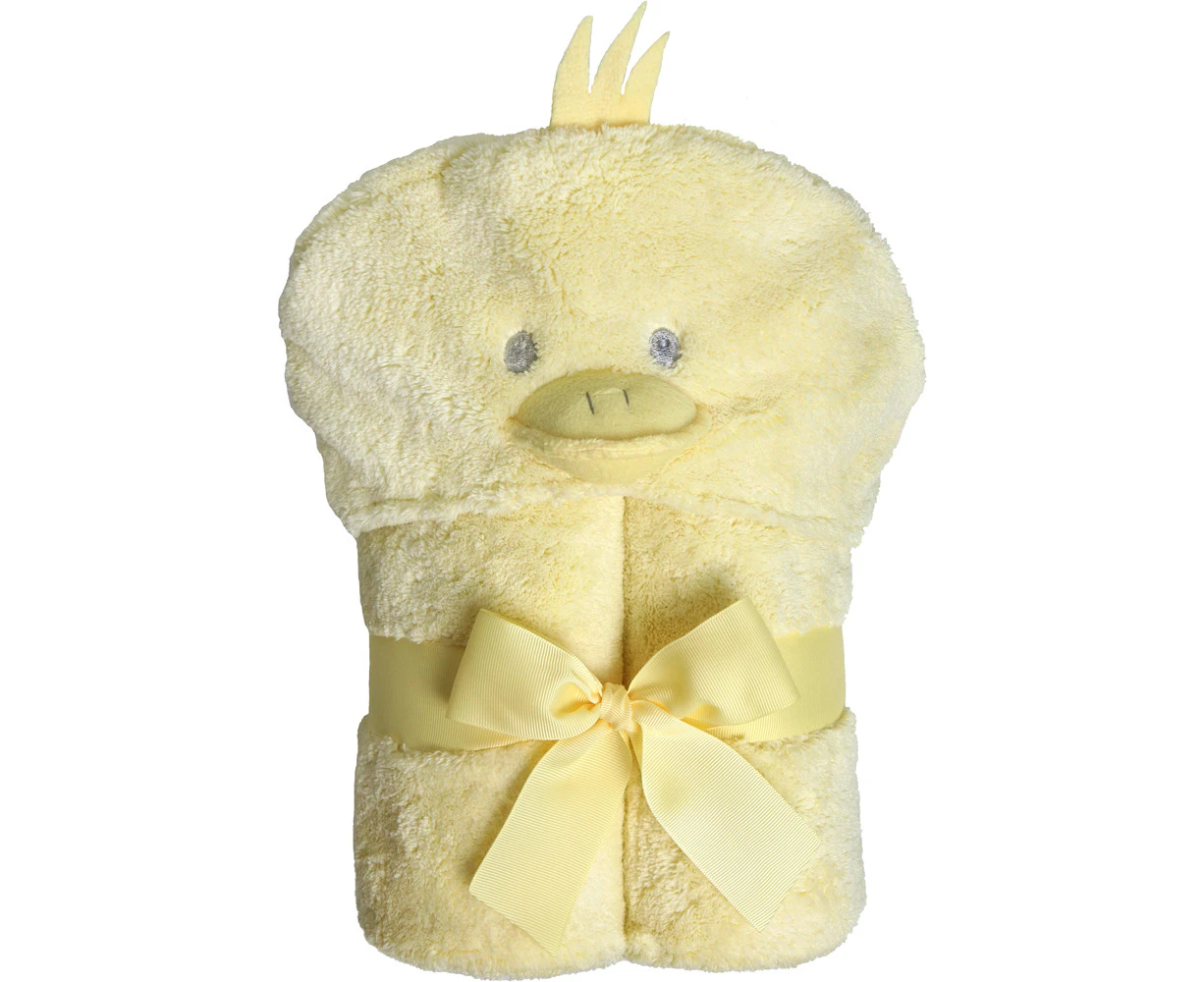 Ollie & Paige Kids/Children Hooded Bath Towel/Wrap Puddles The Duck Yellow