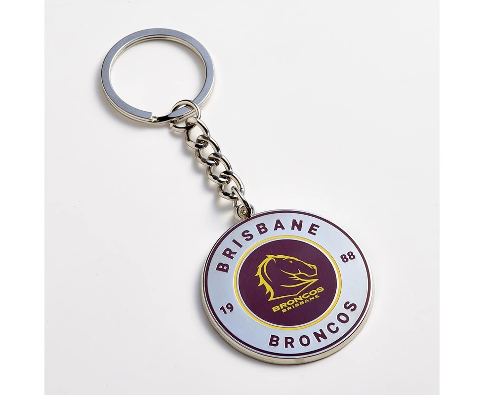 Official NRL Brisbane Broncos Round Team Logo Keyring!