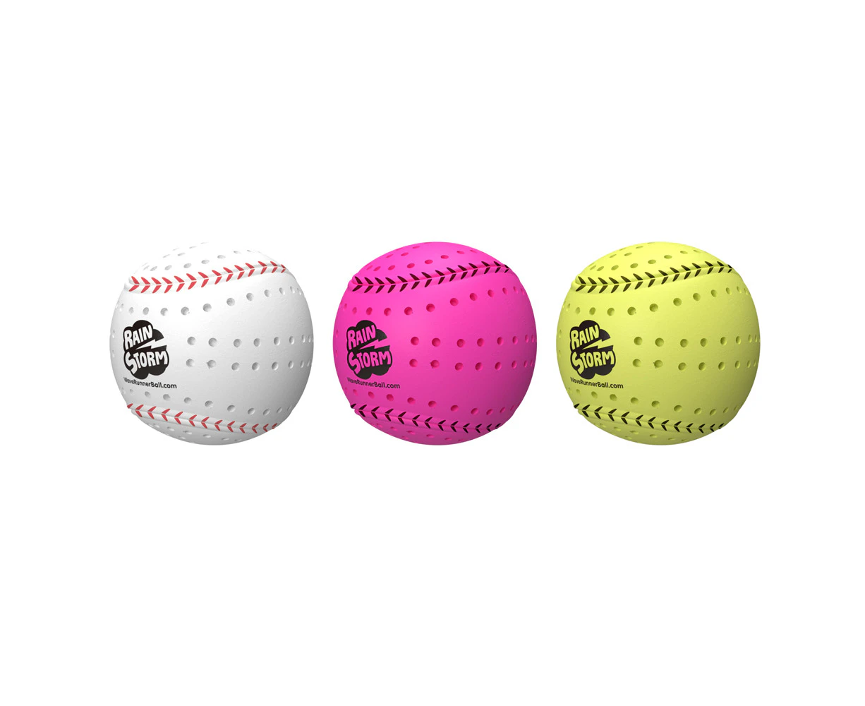 3x Wave Runner Rainstorm Sports Ball 9cm Kids/Children Soft Play Toy Assorted