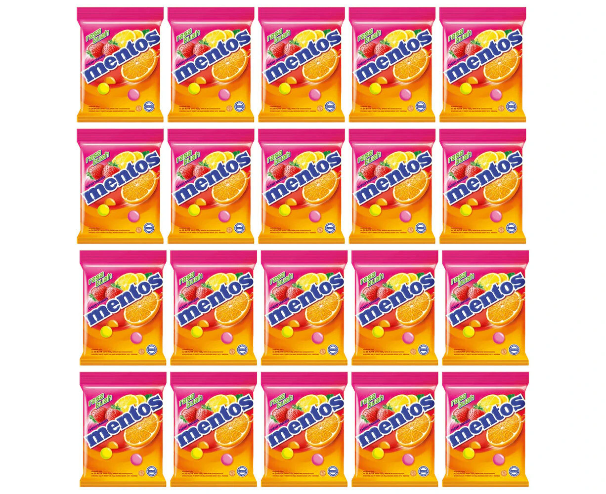 20x Mentos Fruity Bag Assorted Flavour Chewy Dragees Candy Portable Snack 135g