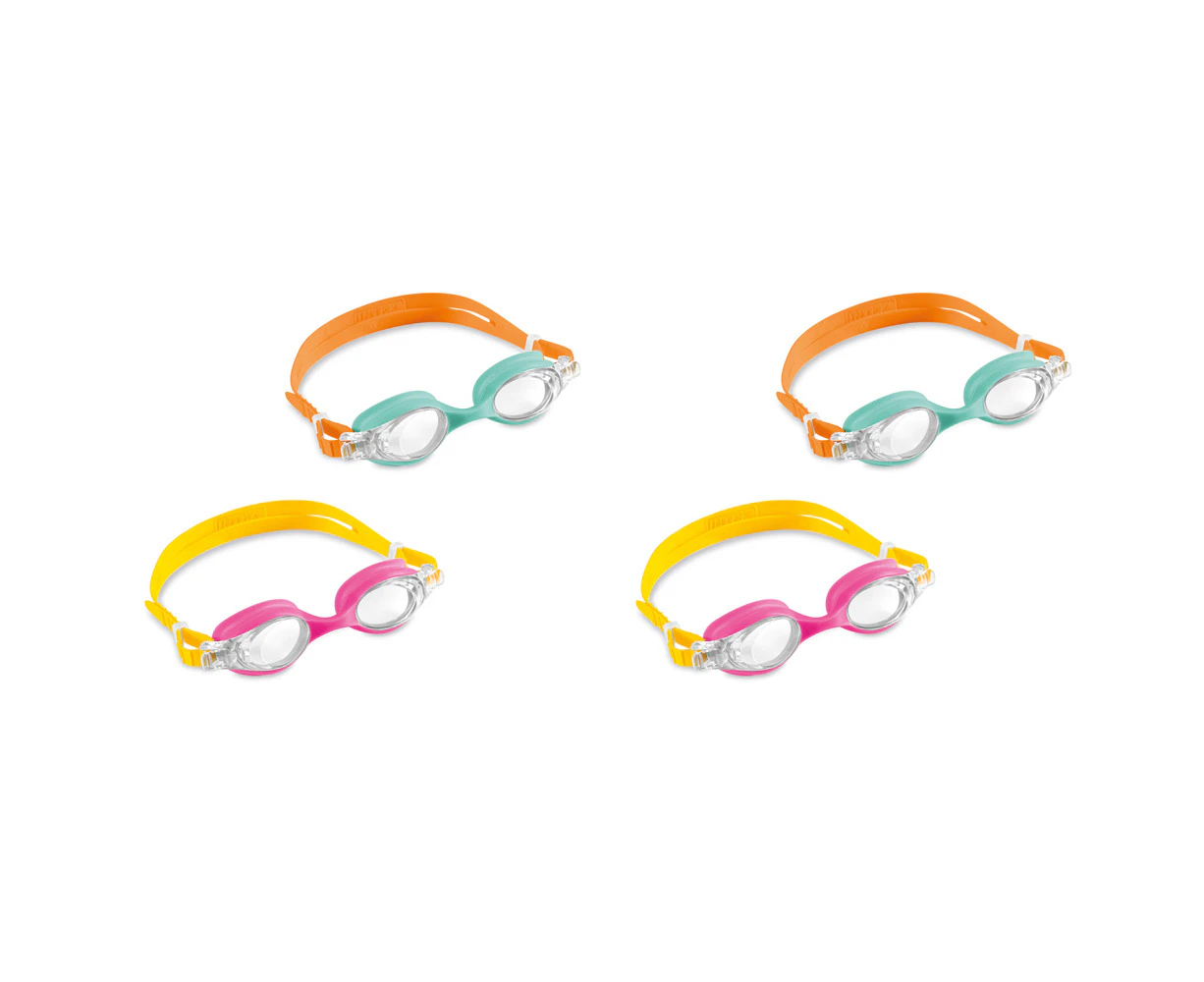 4pc Intex Kids/Children Swimming/Snorkeling Adjustable Strap Eye Goggles 3-8y