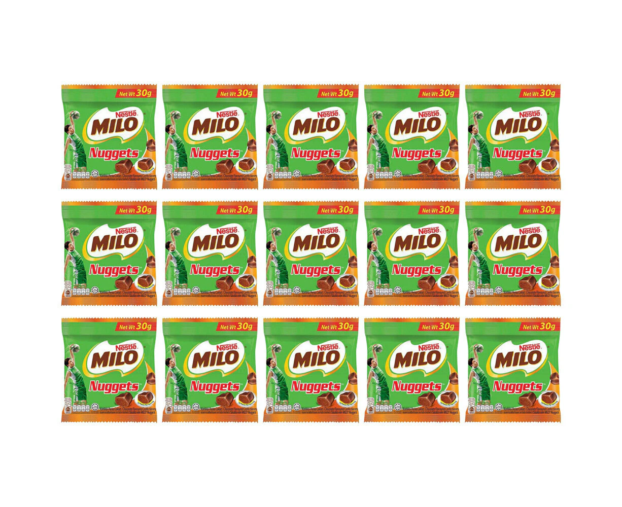 15x Nestle Milo Nuggets Kids Sweet Chocolate Candy Bites Portable Snack 25g Bag