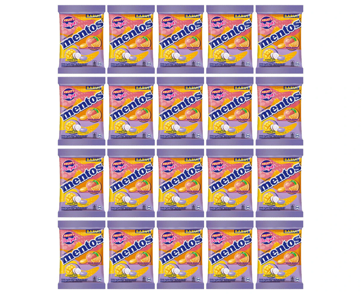 20x Mentos Assorted Fruity Delight Chewy Dragees Candy Portable Snack 121g Bag