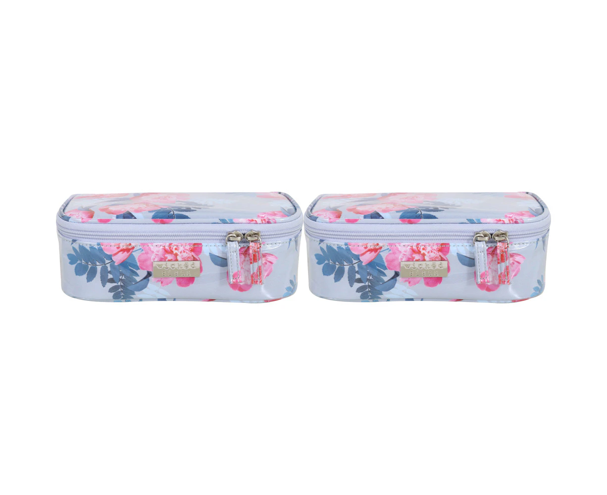 2x Wicked Sista Peony Blooms Women's Rectangle Brush Bag Cosmetic/Makeup Case