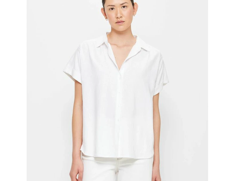 Target Linen Blend Roll Cuff Shirt