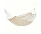 Striped Canvas Swing Hammock for Leisure Camping Travel, Durable and Comfortable (Beige)