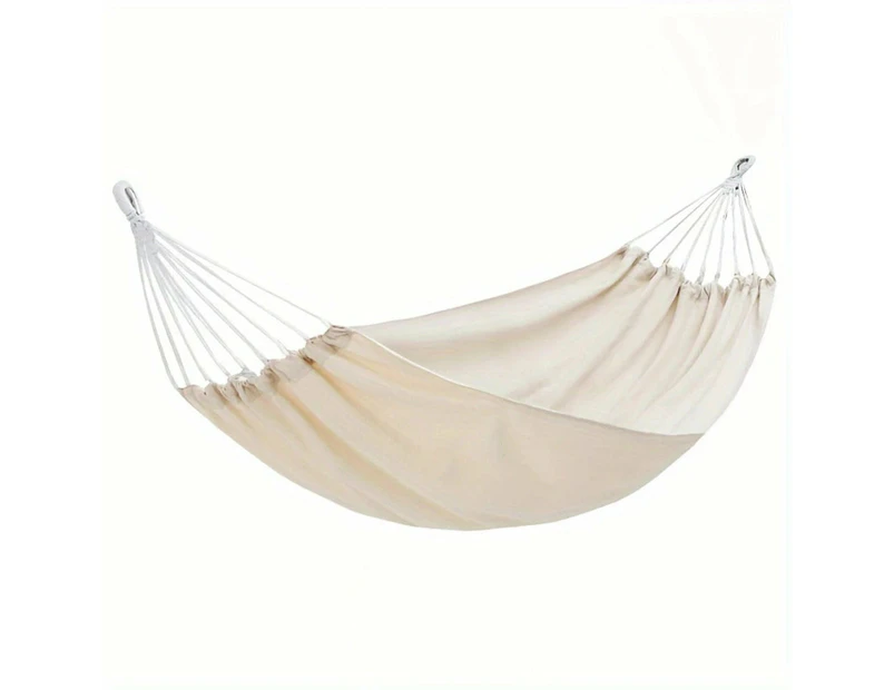 Striped Canvas Swing Hammock for Leisure Camping Travel, Durable and Comfortable (Beige)