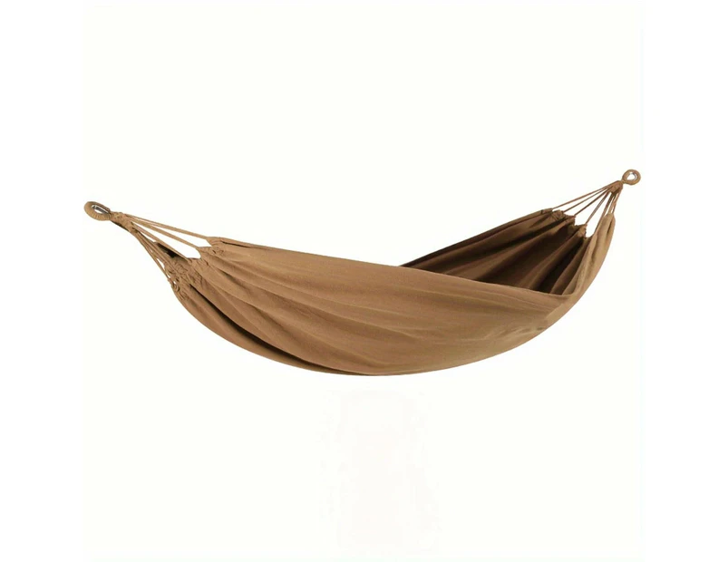 Striped Canvas Swing Hammock for Leisure Camping Travel, Durable and Comfortable (Brown)