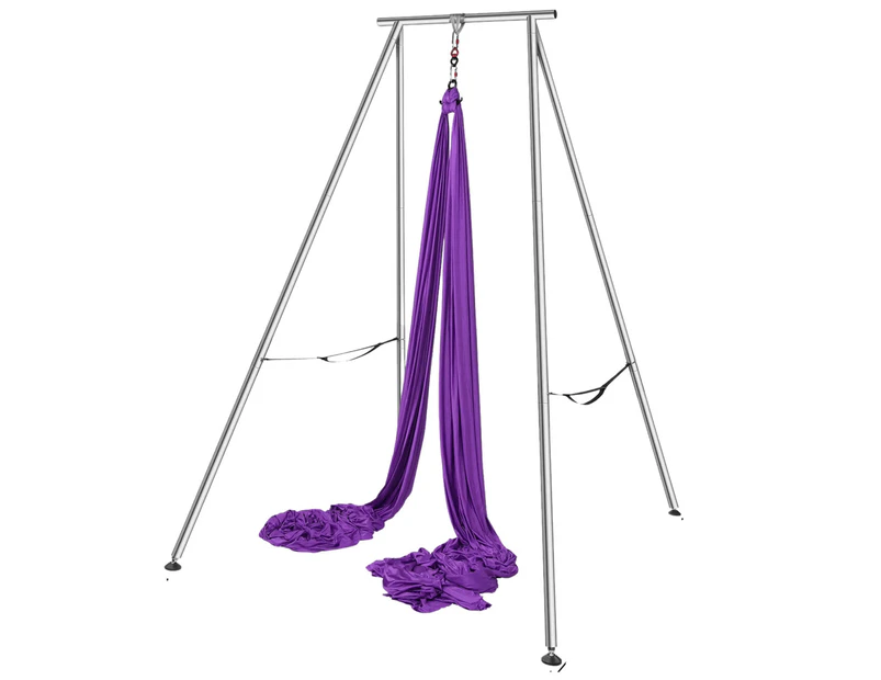 Aerial Yoga Frame & Hammock 9.67 ft with 551lbs Capacity for Indoor/Outdoor Yoga Rig (purple)