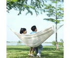 Striped Canvas Swing Hammock for Leisure Camping Travel, Durable and Comfortable (Beige)