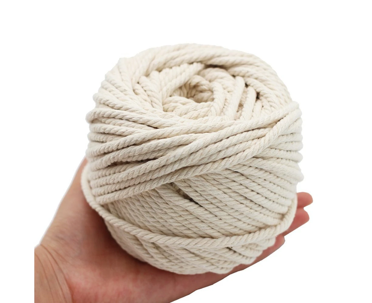 6/5/4mm Macrame Rope Twisted String Cotton Cord For Handmade Natural Beige Rope DIY Accessories 50/65/100M