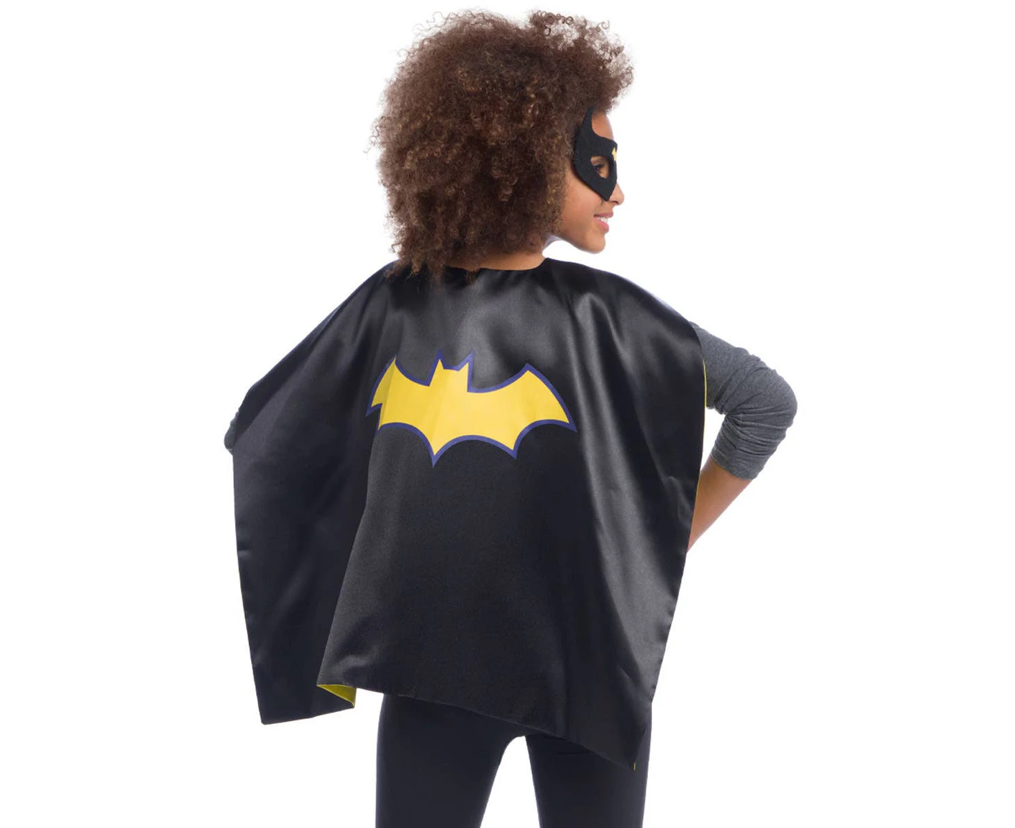 Dc Comics Batgirl Satin Cape Set Girls Hero Costume Dress-up Accessory Black