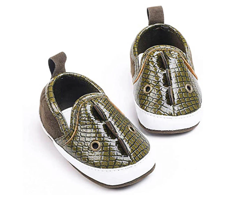 Dadawen Infant Baby Boys Canvas Shoes Soft Cute Cartoon Sneakers-Green