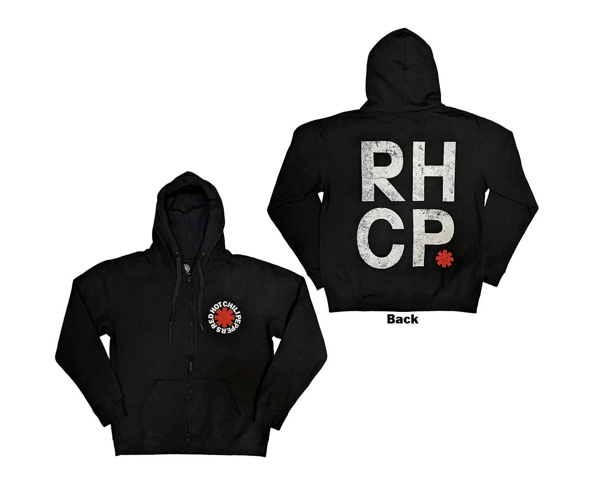 Red Hot Chili Peppers | Official Band Zipped Hoodie | Red Asterisk (Back Print)