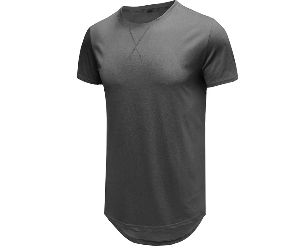 WeMeir Men's Fashion Cotton T-shirts Casual Muscle Gym Workout Athletic Shirts Pure Cotton Tee Tops - Dark Grey