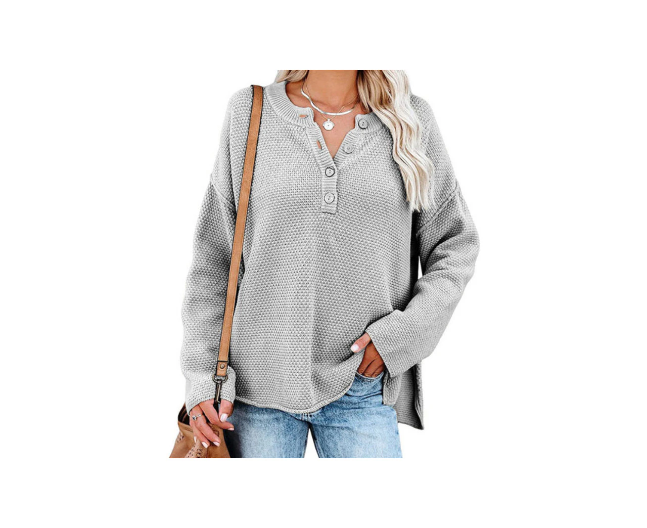 Women's Knitted Jumper- Grey