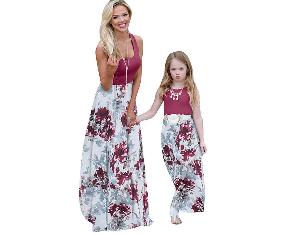 Dadawen Parent Child Tank Floral Print Dress Family Matching Outfits-8038