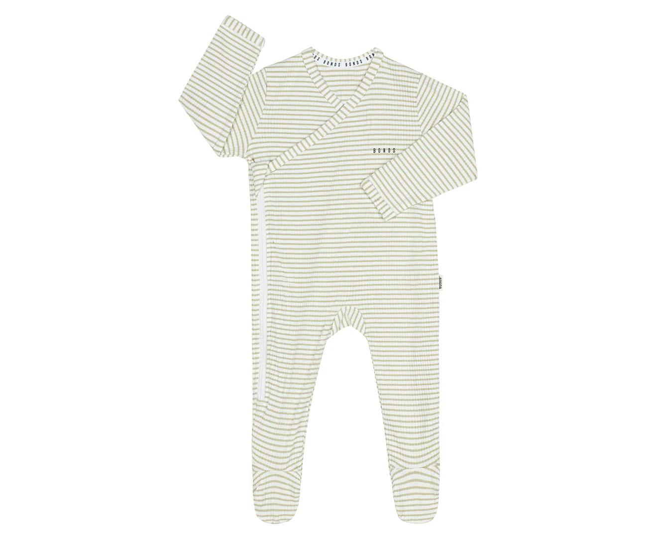 Bonds Baby Newbies Rib Zippy Suit - Sandbar Green/Mascarpone