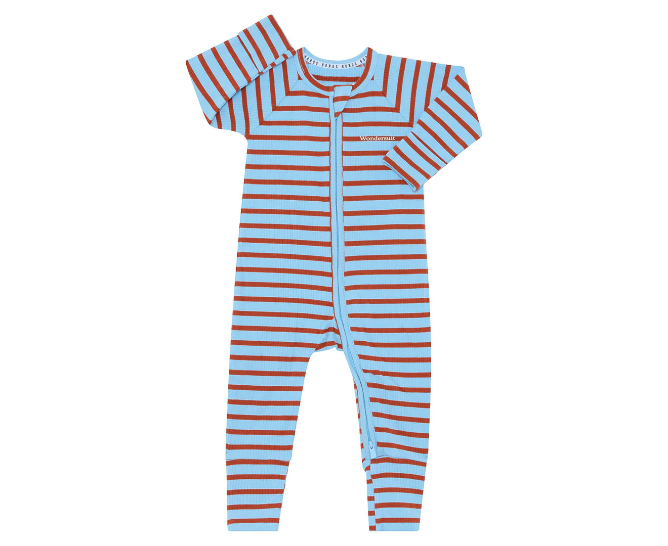 Bonds Baby/Toddler Wide Needle Rib Zippy Suit - Airbourne Blue/Pompeii