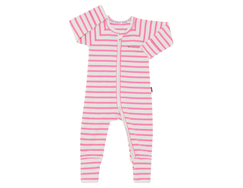 Bonds Baby/Toddler Wide Needle Rib Zippy Suit - Lolly Ice Pink/Marscapone