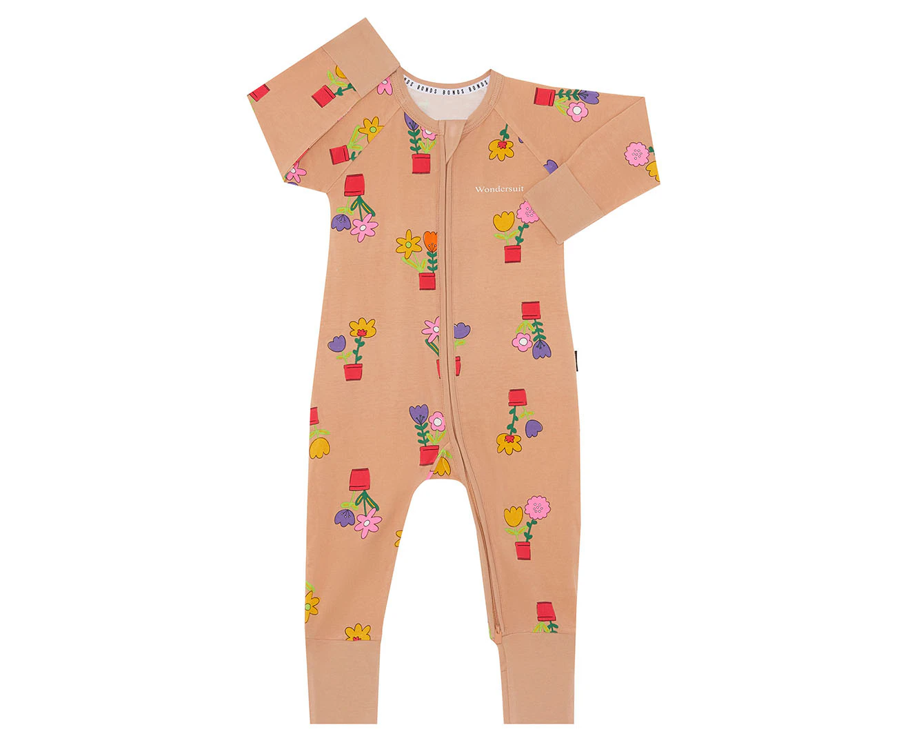 Bonds Baby Zip Wondersuit - Flower Pots/Spiced Honey