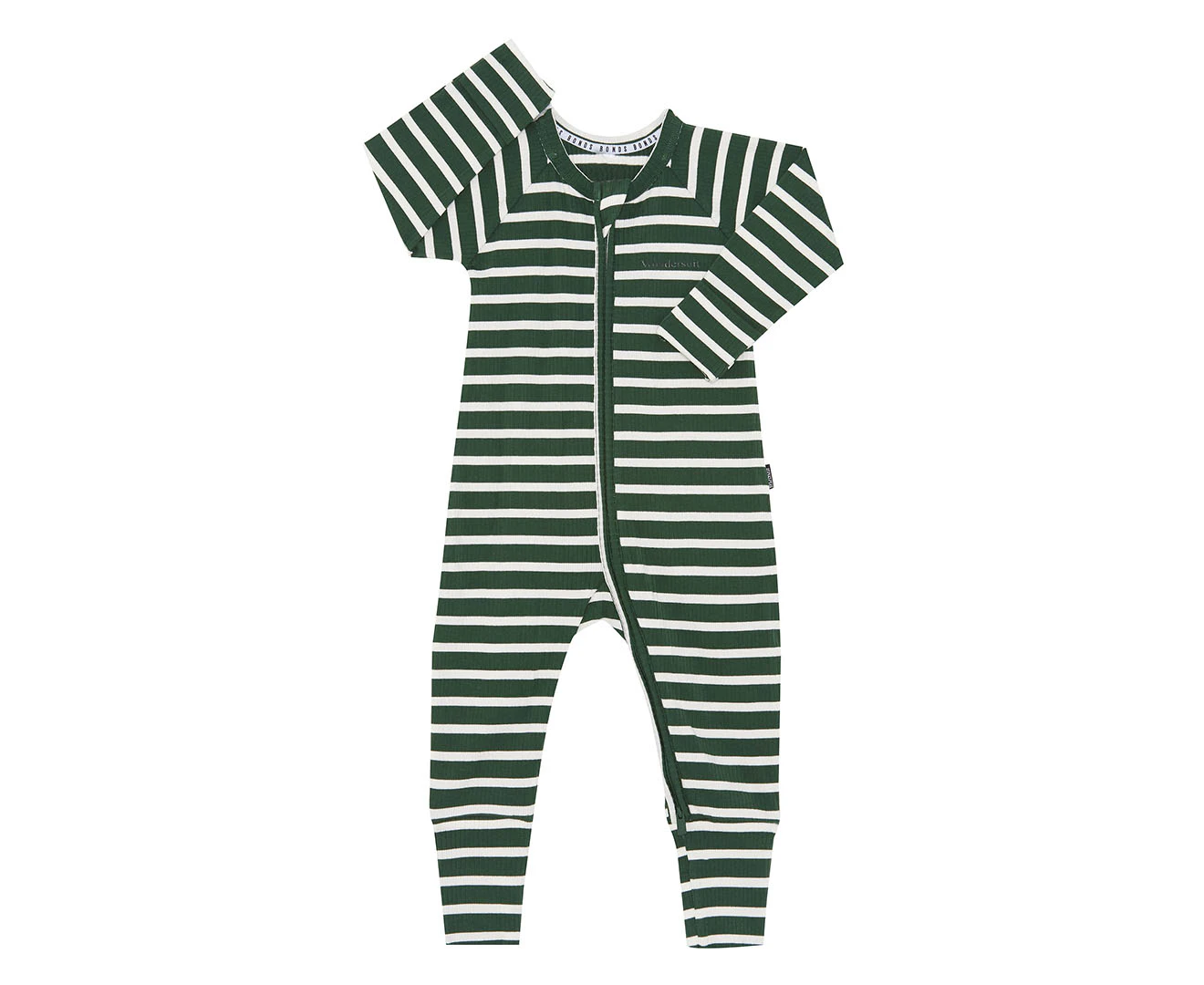 Bonds Baby Wide Needle Rib Zippy Suit - Lacrosse Green/Mascarpone