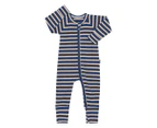 Bonds Baby Wide Needle Rib Zippy Suit - Bastille Blue/Natural Grain