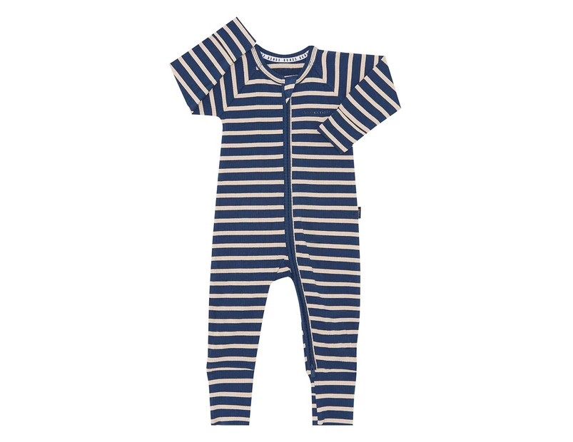 Bonds Baby Wide Needle Rib Zippy Suit - Bastille Blue/Natural Grain