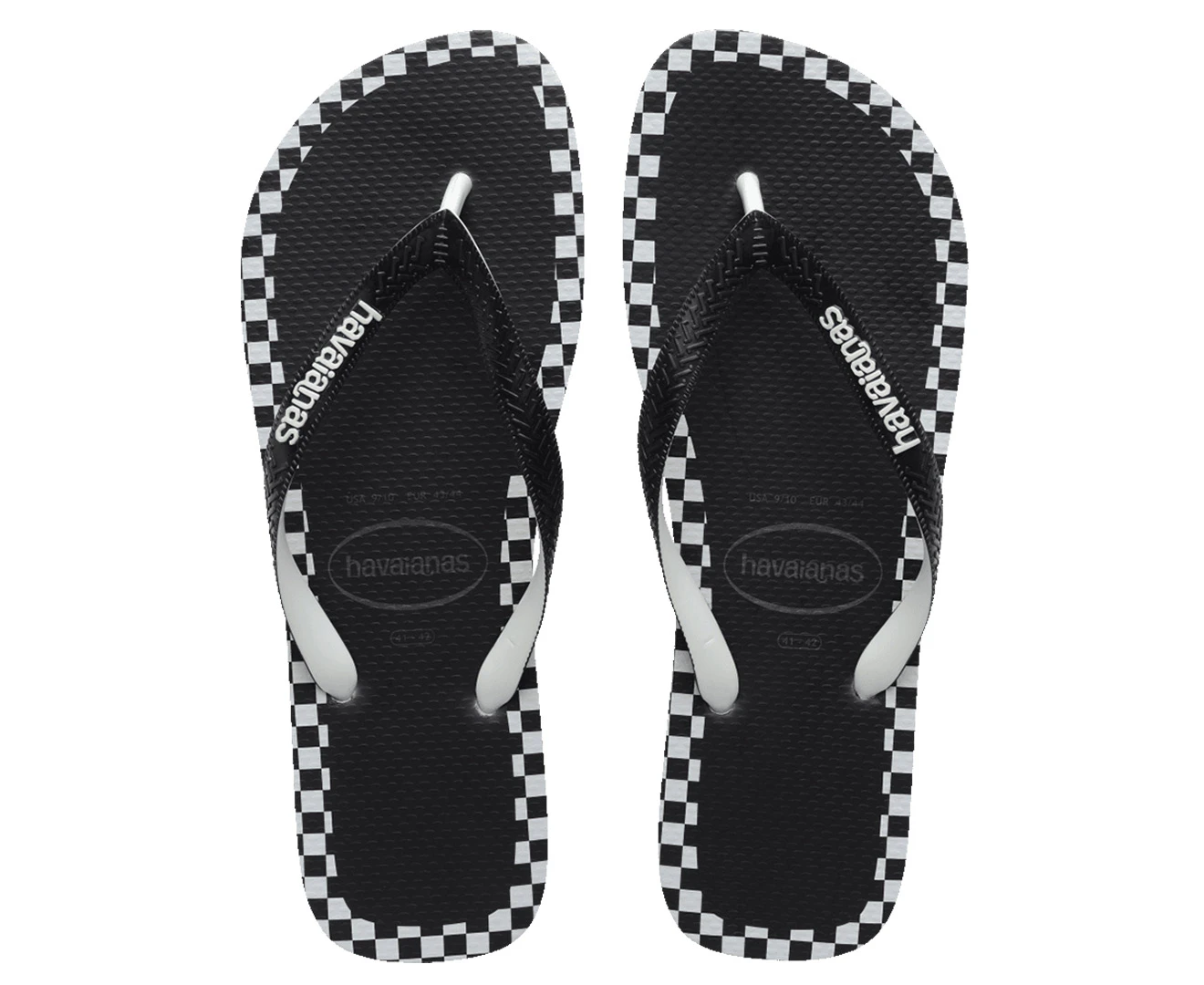 Havaianas Men's Checkmate Top Thongs - Black/White