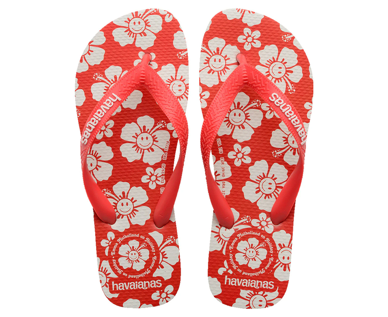 Havaianas Women's Top x Em Holiday Thongs - Red Happy Hawaii/White